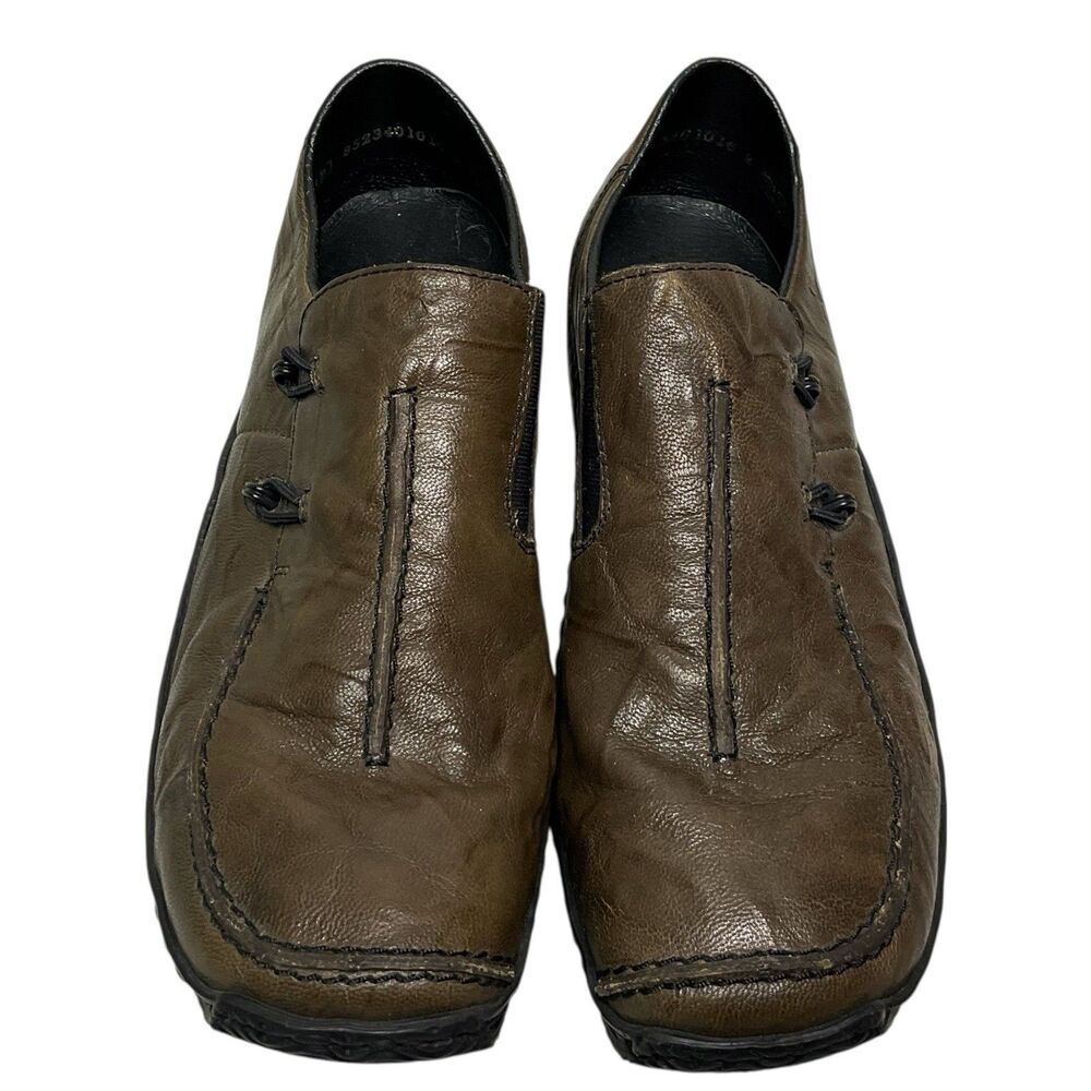 Rieker Women’s 38 EUR 7.5 US Antistress‎ Brown Leather Slip On Driving Loafers